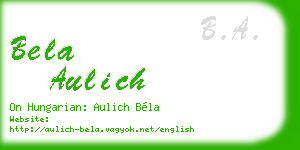 bela aulich business card